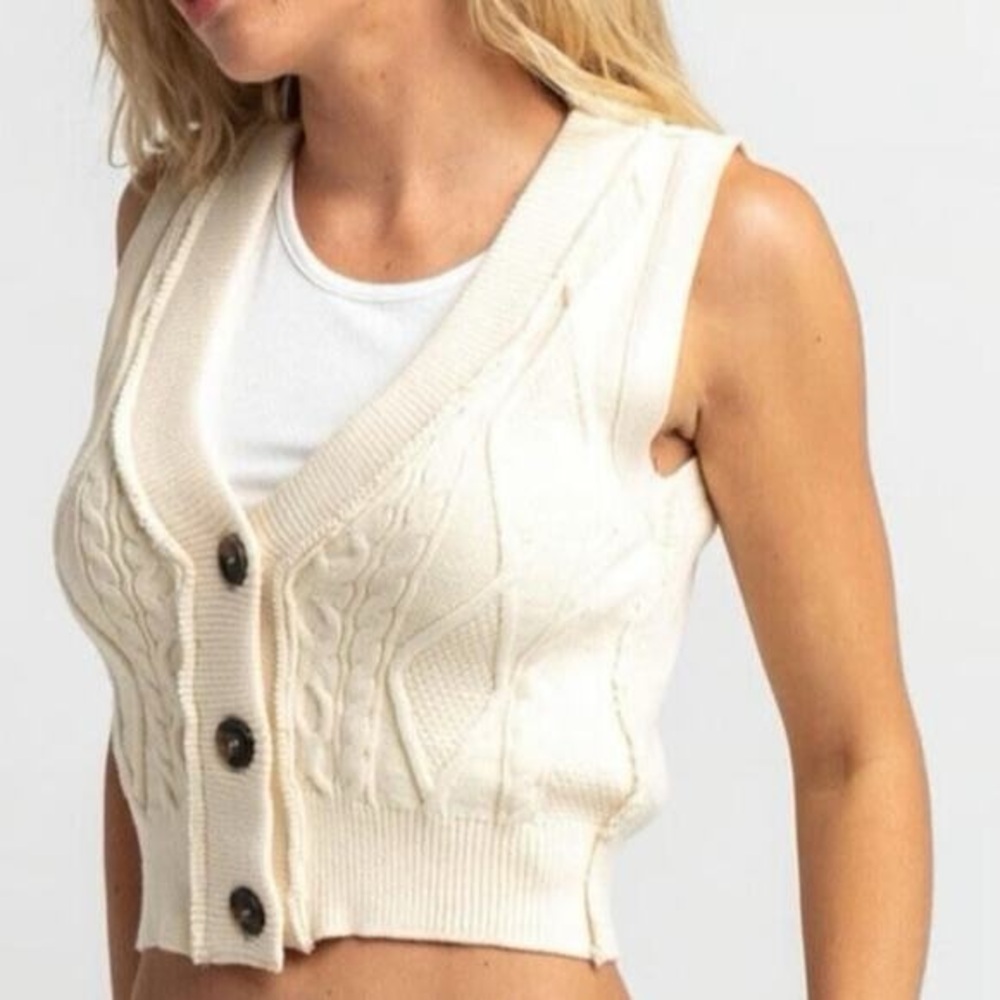 Free People Denson Cropped Sweater Vest size M